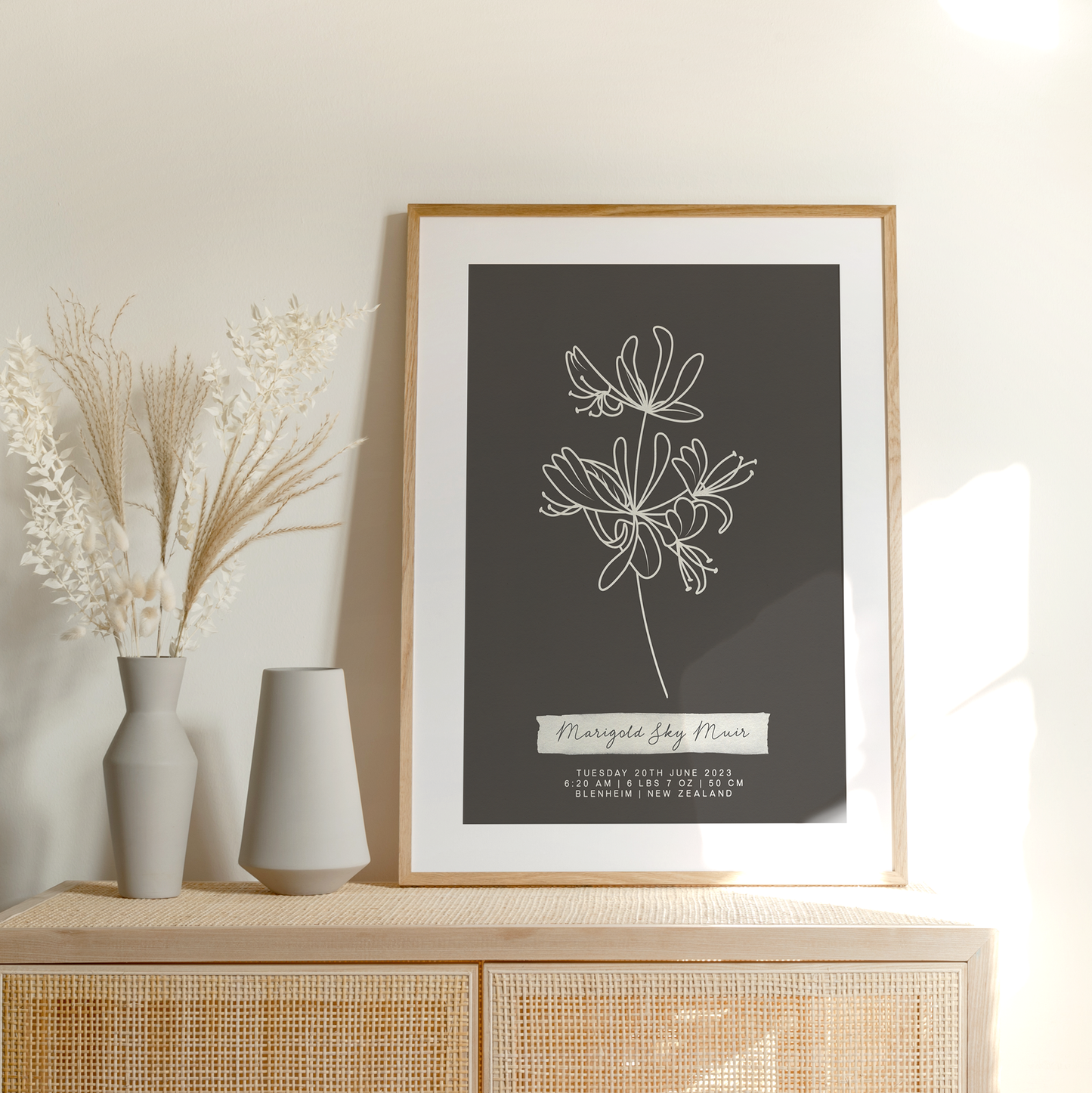 JUNE Honeysuckle - Botanical Birth Month Keepsake Print