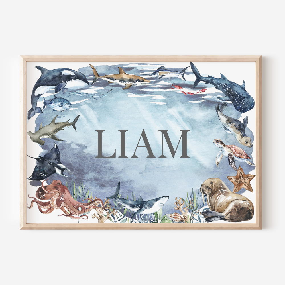 Ocean Personalised Name Print