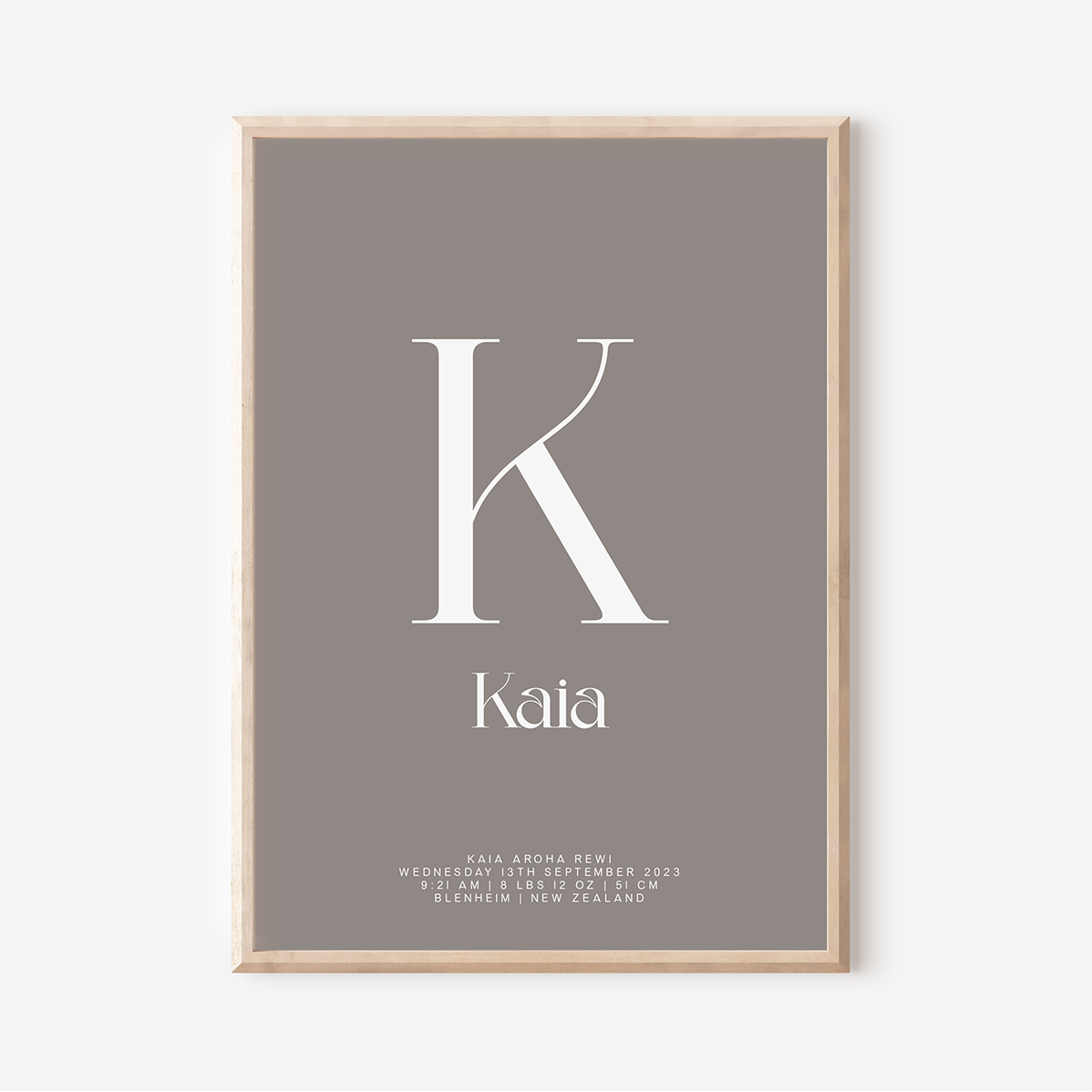 Modern Birth Detail Keepsake Print
