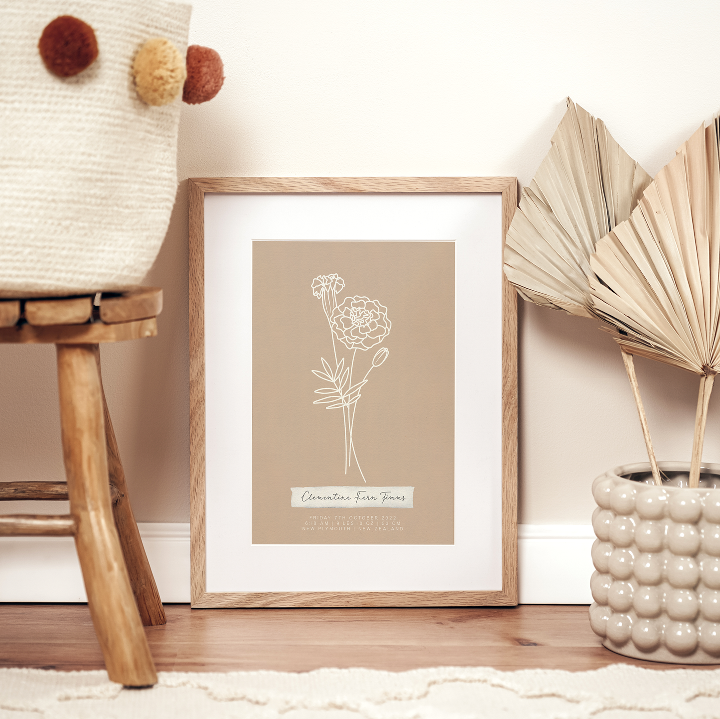 OCTOBER Marigold - Botanical Birth Month Keepsake Print