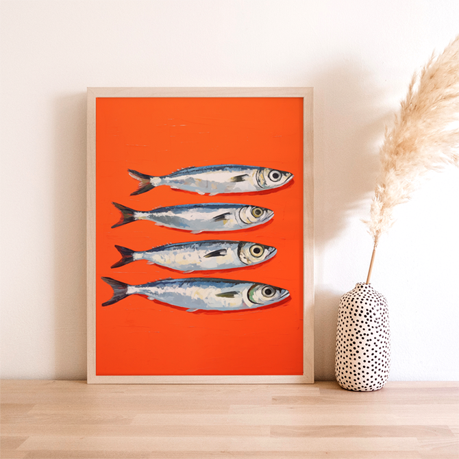 Sardines on Red | Art Print