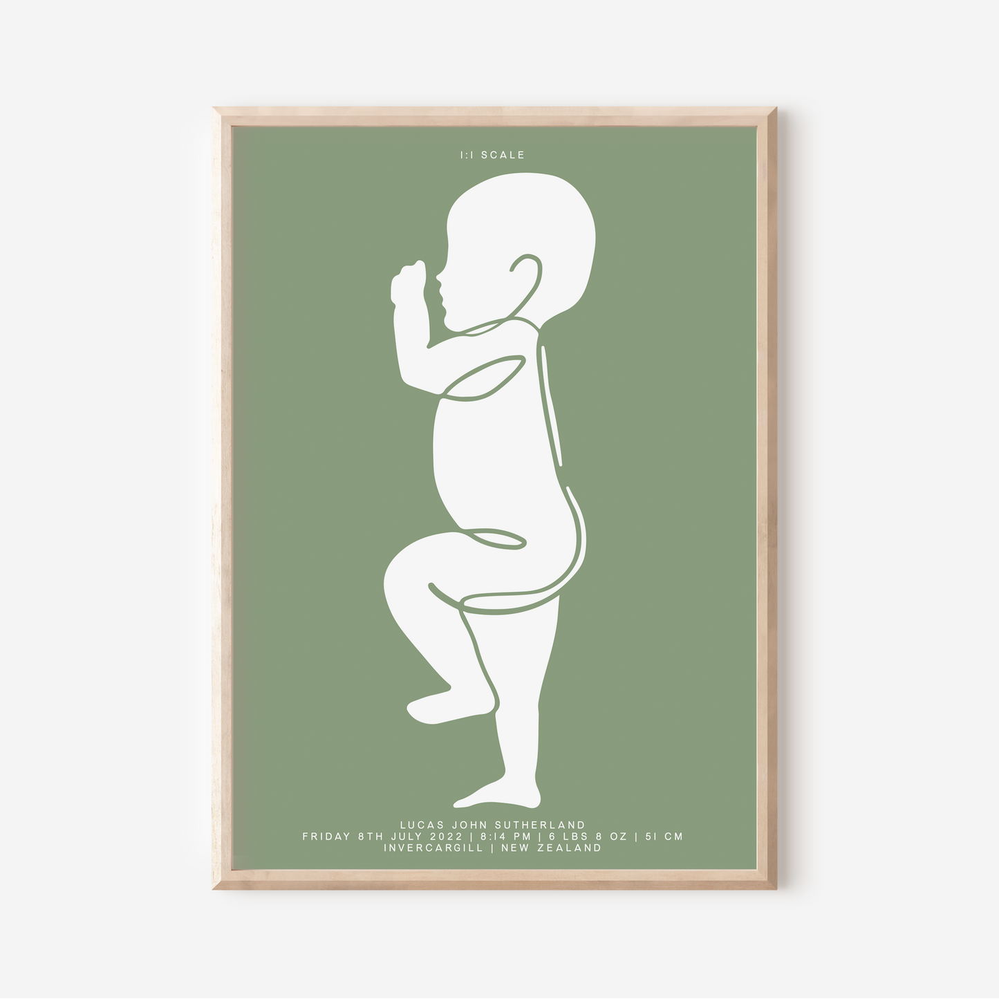 1:1 Scale - Sophisticated Birth Detail Keepsake Print