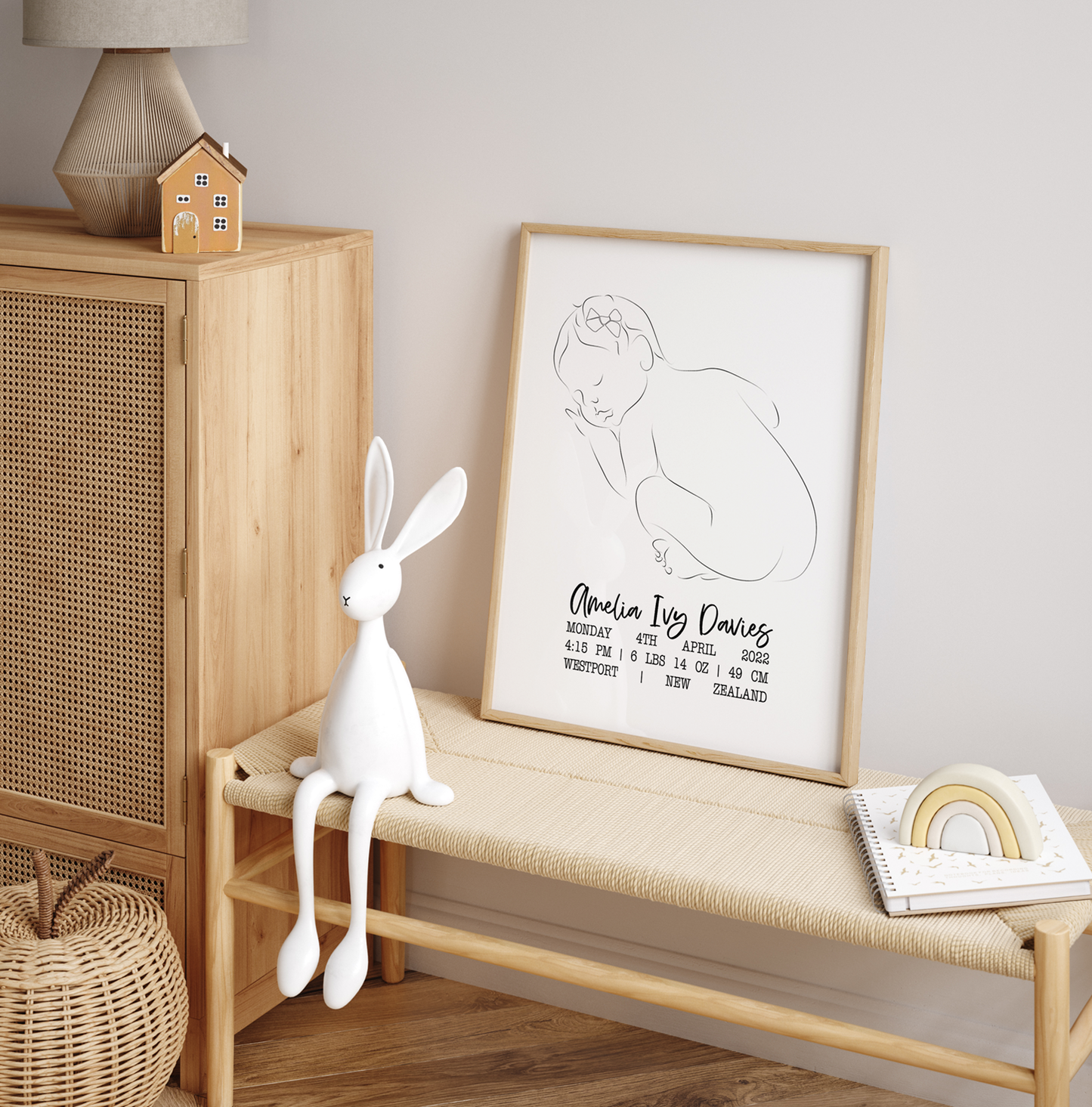 Sweet Dreams With Bow - Birth Detail Keepsake Print
