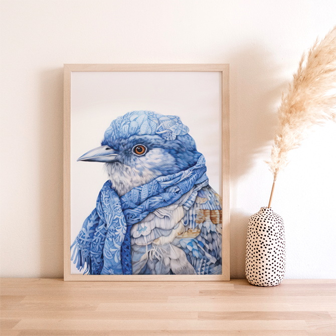Vintage Winter Bird | Art Print