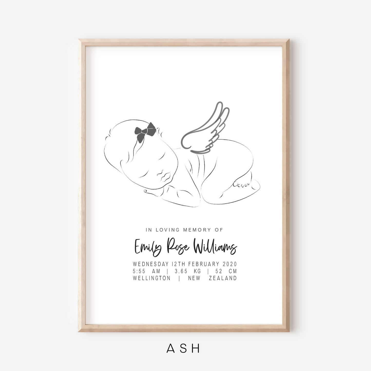 Sweet Dreams Angel With Bow - In Memory Of Keepsake Print