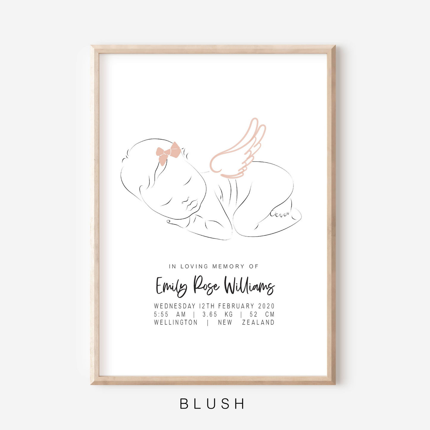 Sweet Dreams Angel With Bow - In Memory Of Keepsake Print