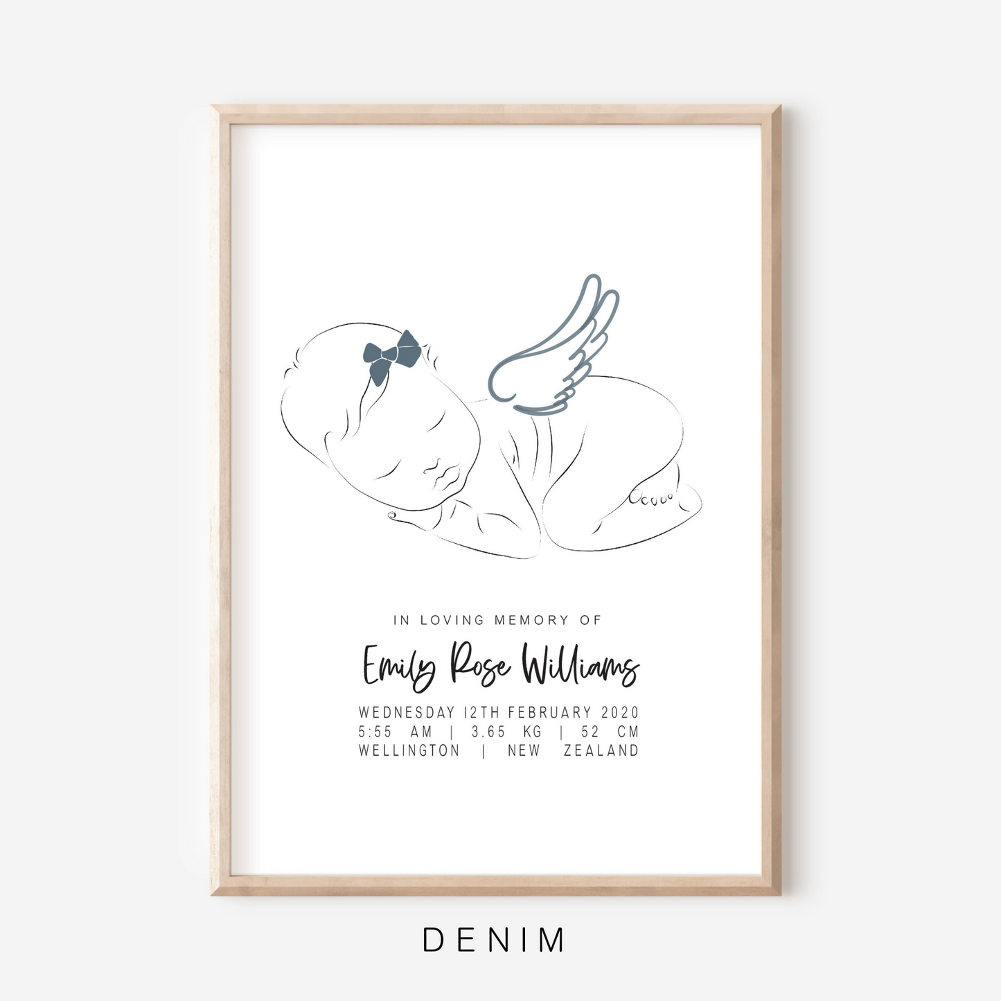 Sweet Dreams Angel With Bow - In Memory Of Keepsake Print