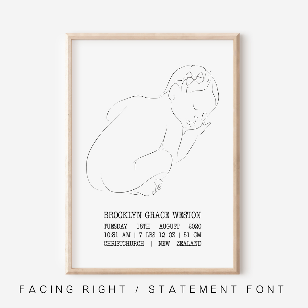 Sweet Dreams With Bow - Birth Detail Keepsake Print