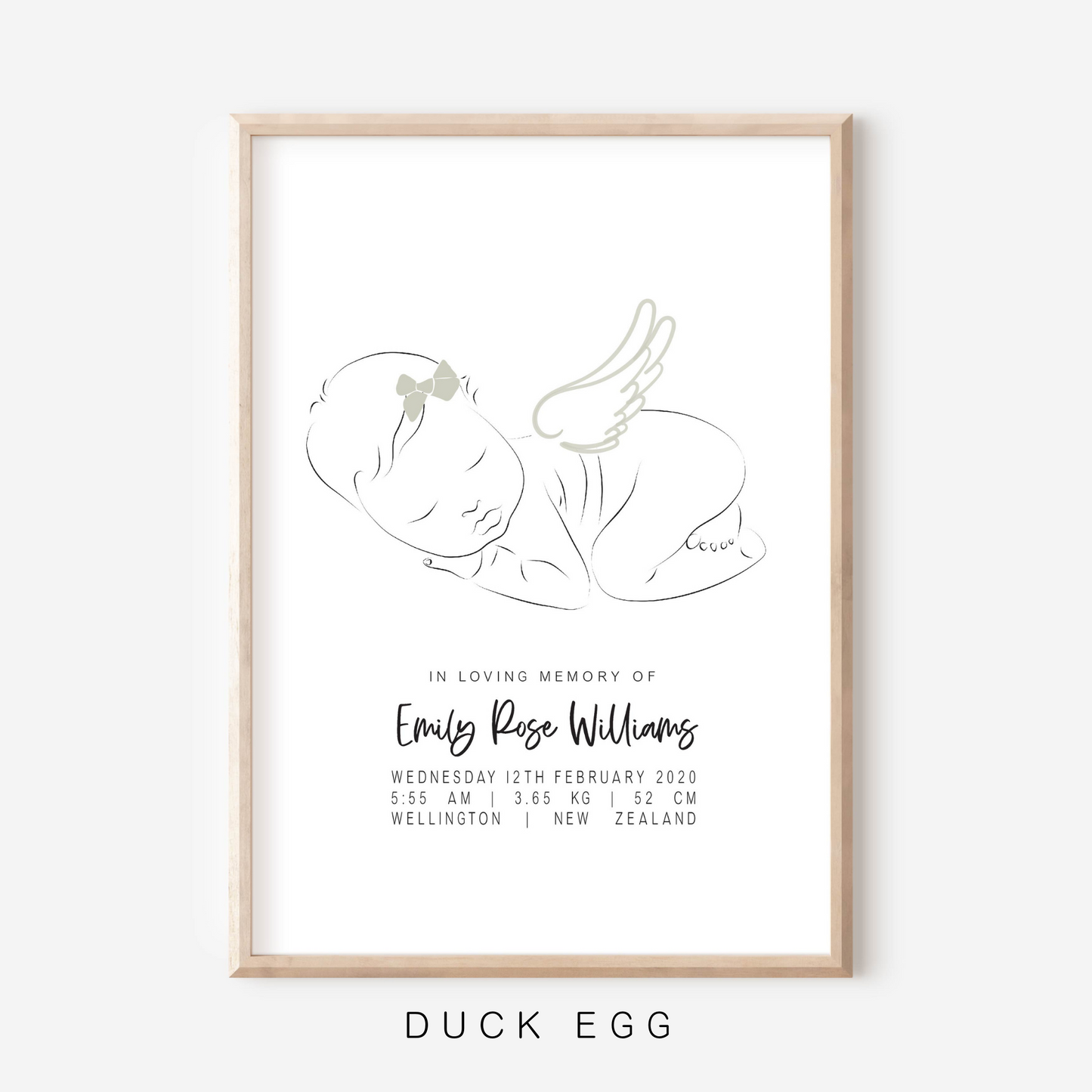 Sweet Dreams Angel With Bow - In Memory Of Keepsake Print