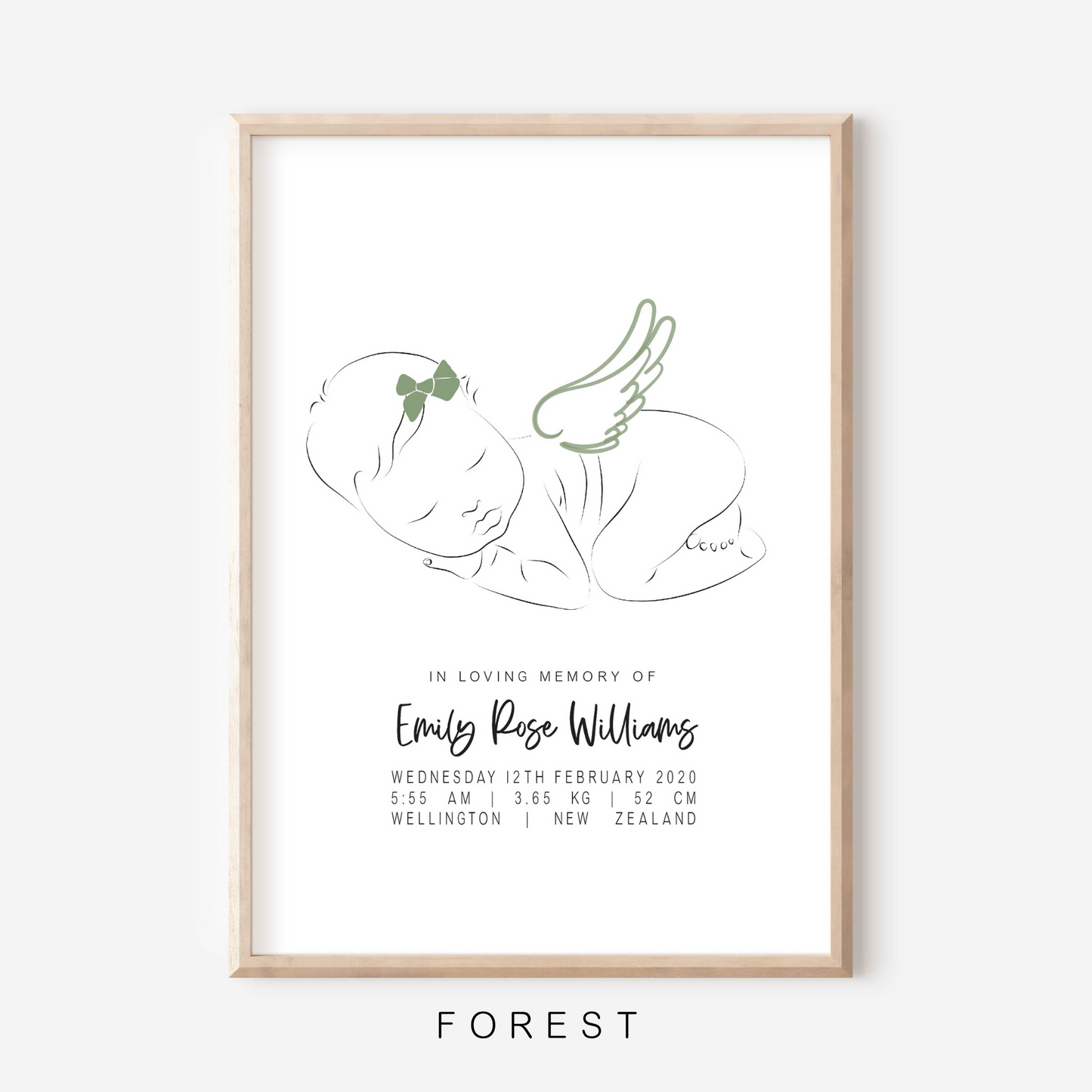 Sweet Dreams Angel With Bow - In Memory Of Keepsake Print