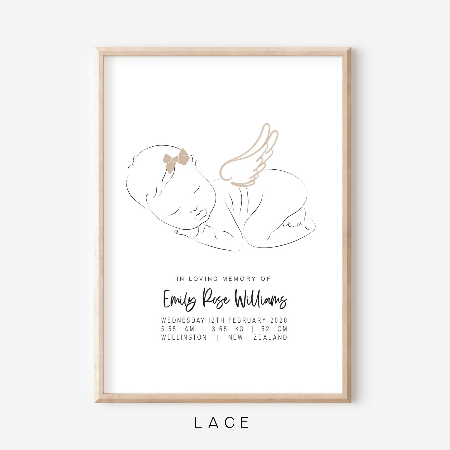 Sweet Dreams Angel With Bow - In Memory Of Keepsake Print