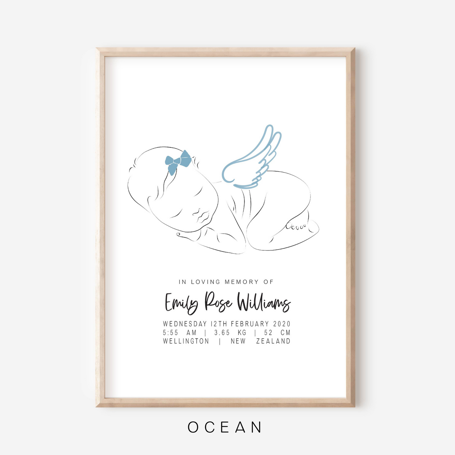 Sweet Dreams Angel With Bow - In Memory Of Keepsake Print