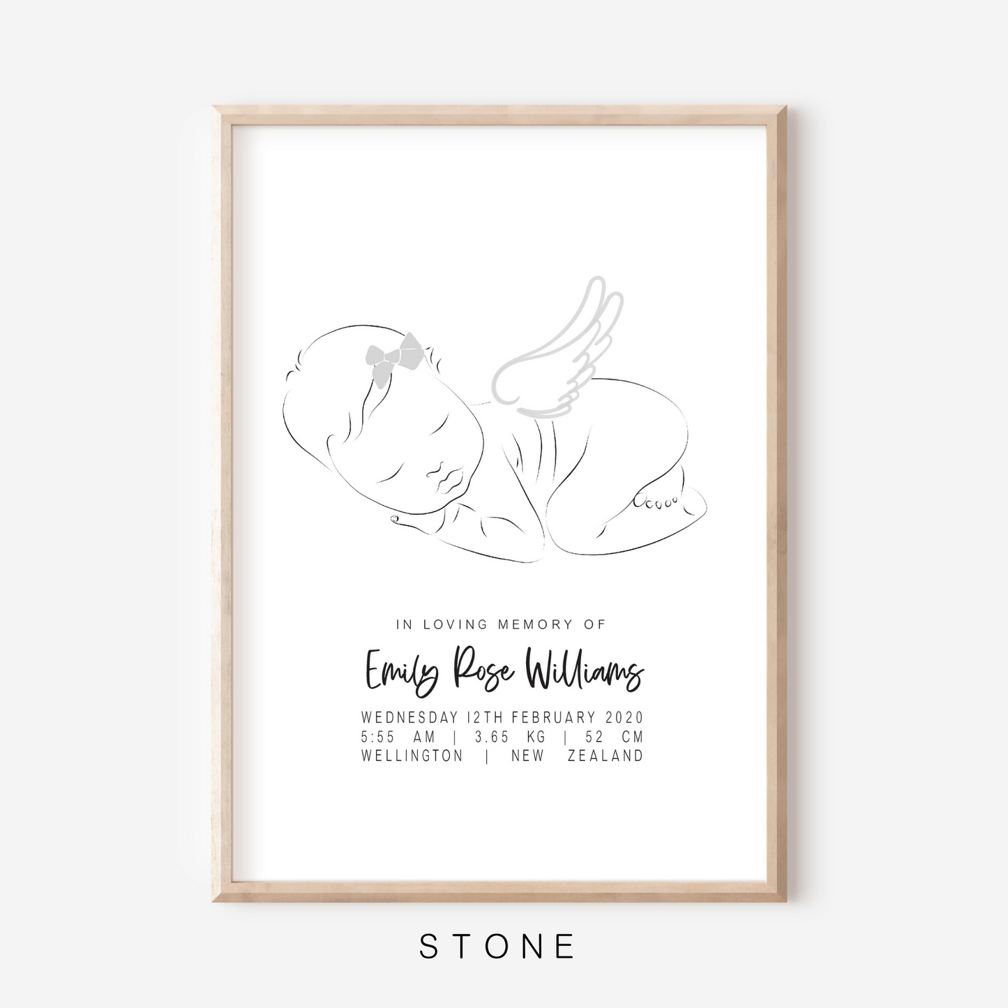 Sweet Dreams Angel With Bow - In Memory Of Keepsake Print