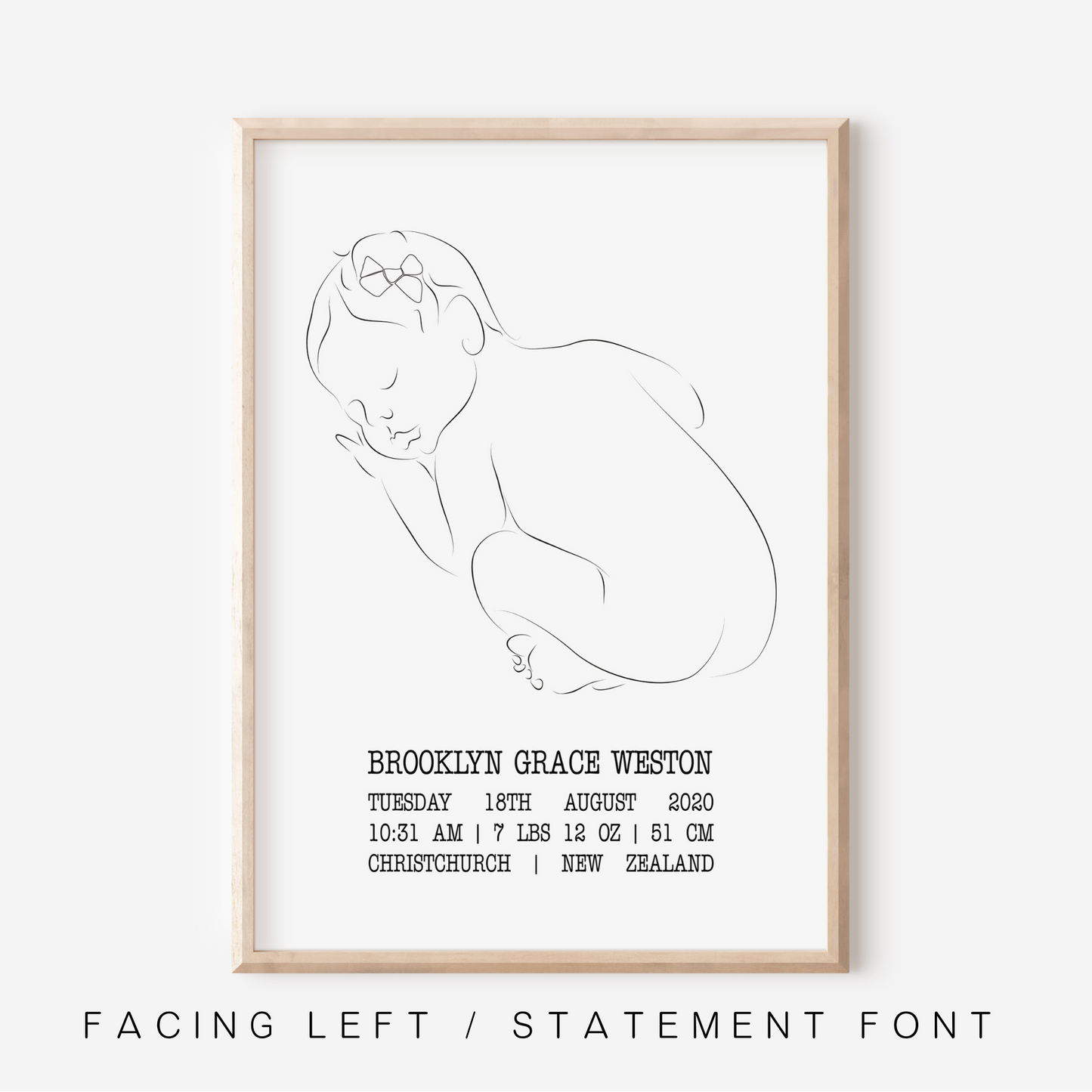 Sweet Dreams With Bow - Birth Detail Keepsake Print