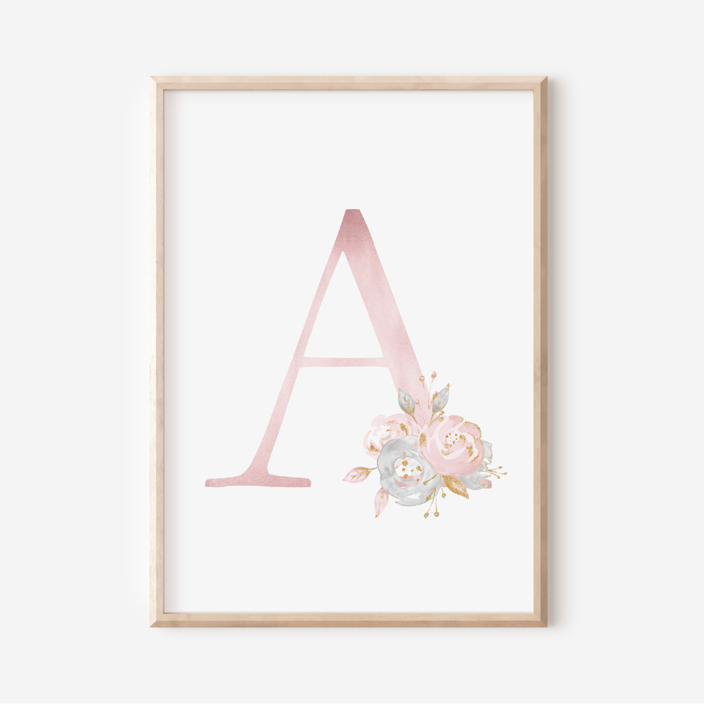 Floral Blush A-Z Initial Print