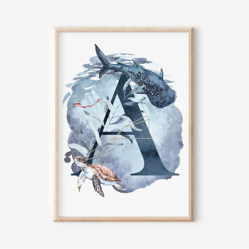 Ocean A-Z Initial | Art Print