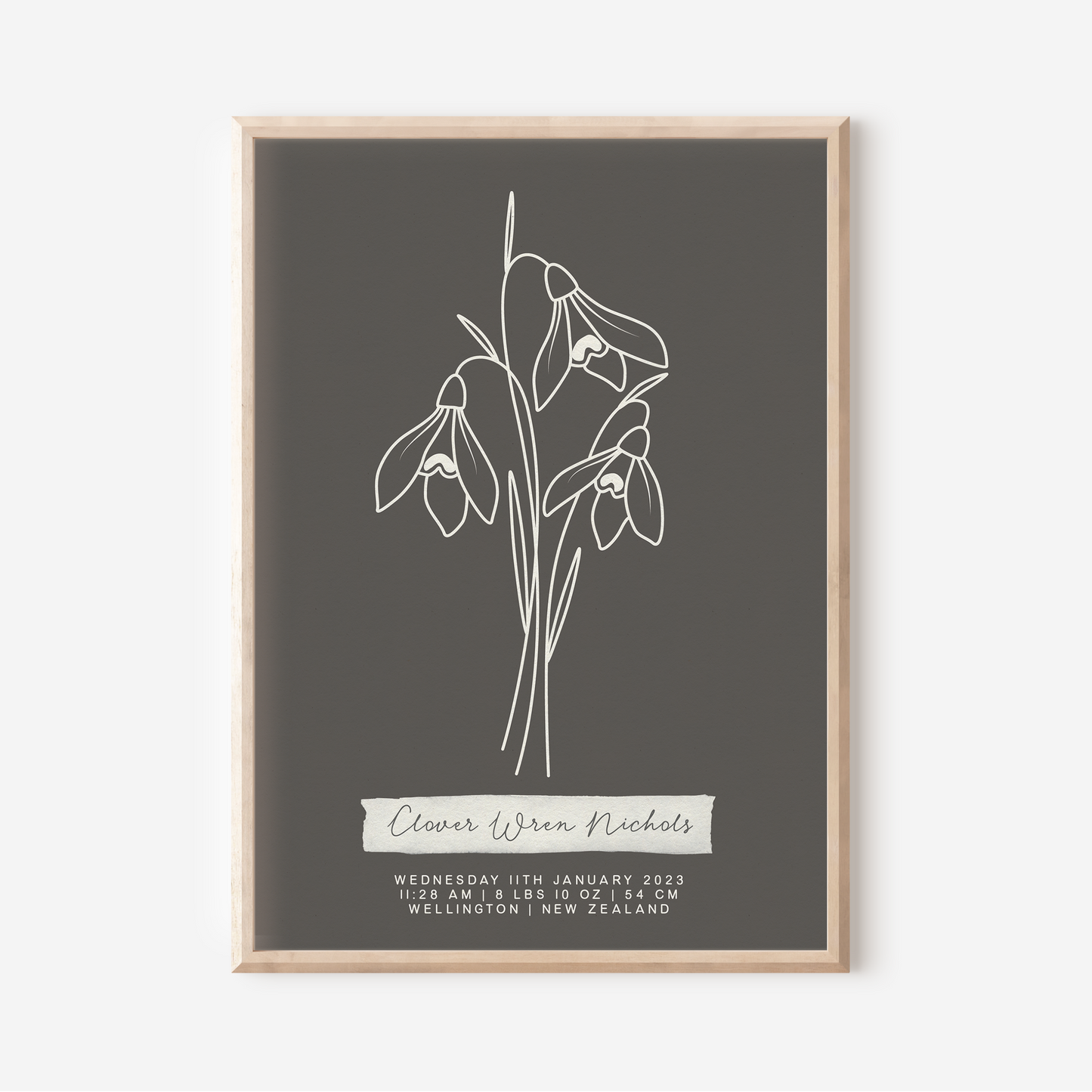 JANUARY Snowdrop - Botanical Birth Month Keepsake Print