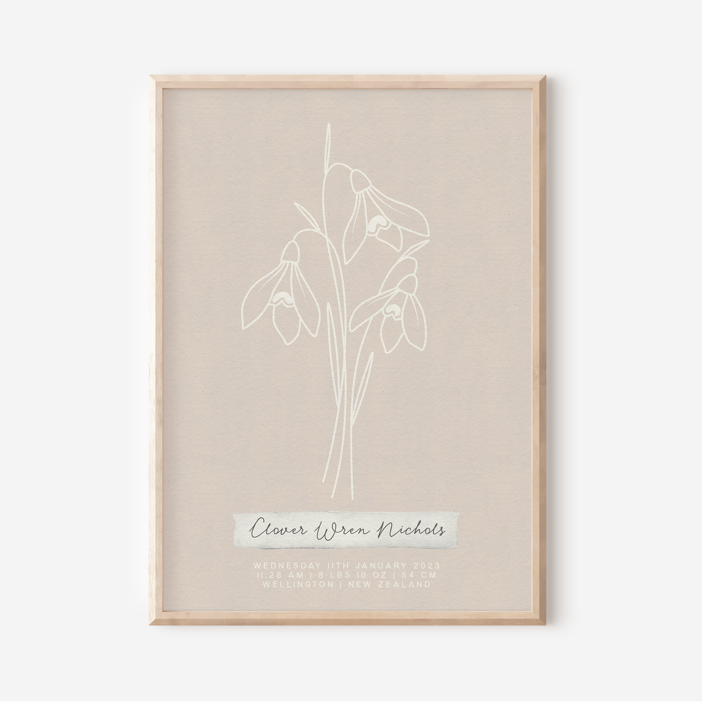 JANUARY Snowdrop - Botanical Birth Month Keepsake Print