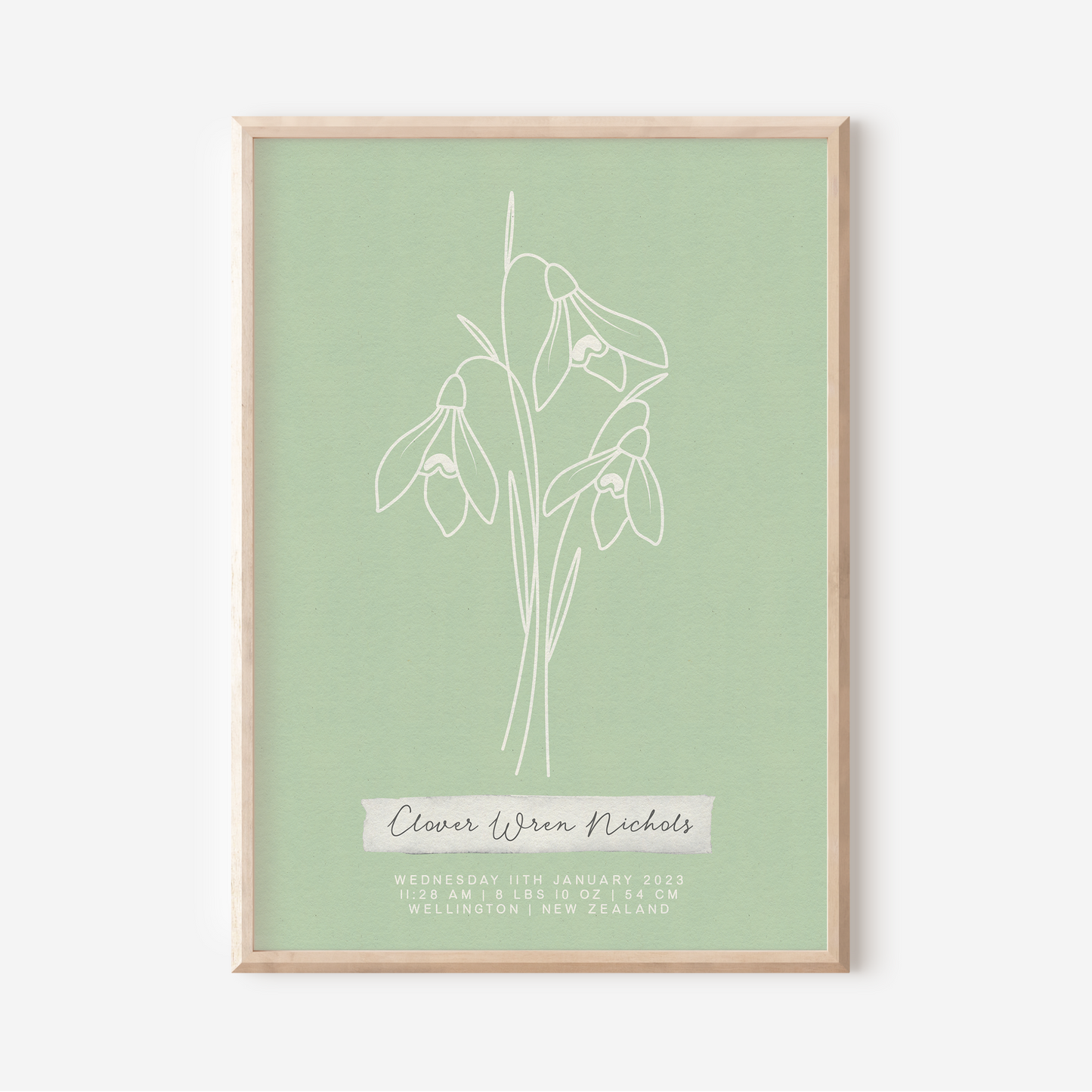 JANUARY Snowdrop - Botanical Birth Month Keepsake Print