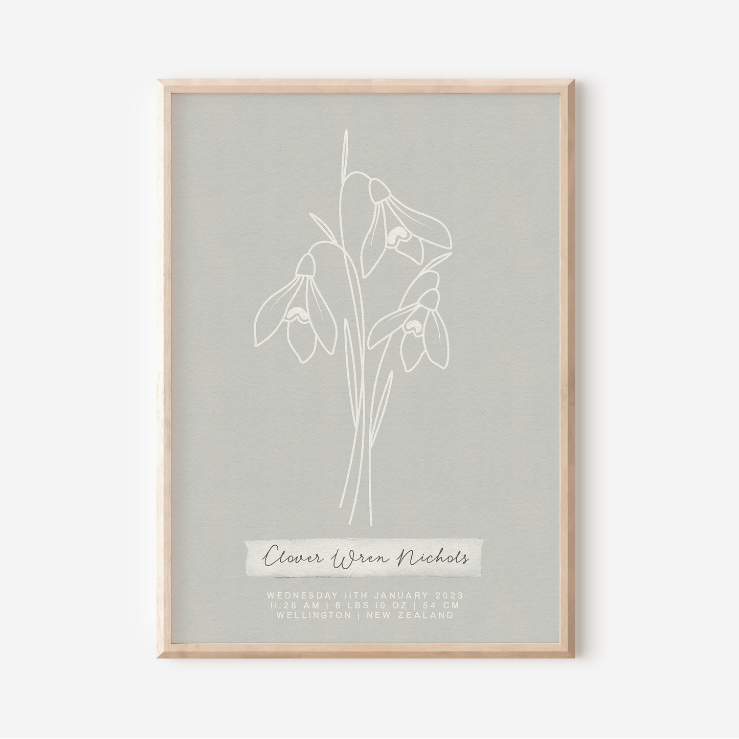 JANUARY Snowdrop - Botanical Birth Month Keepsake Print