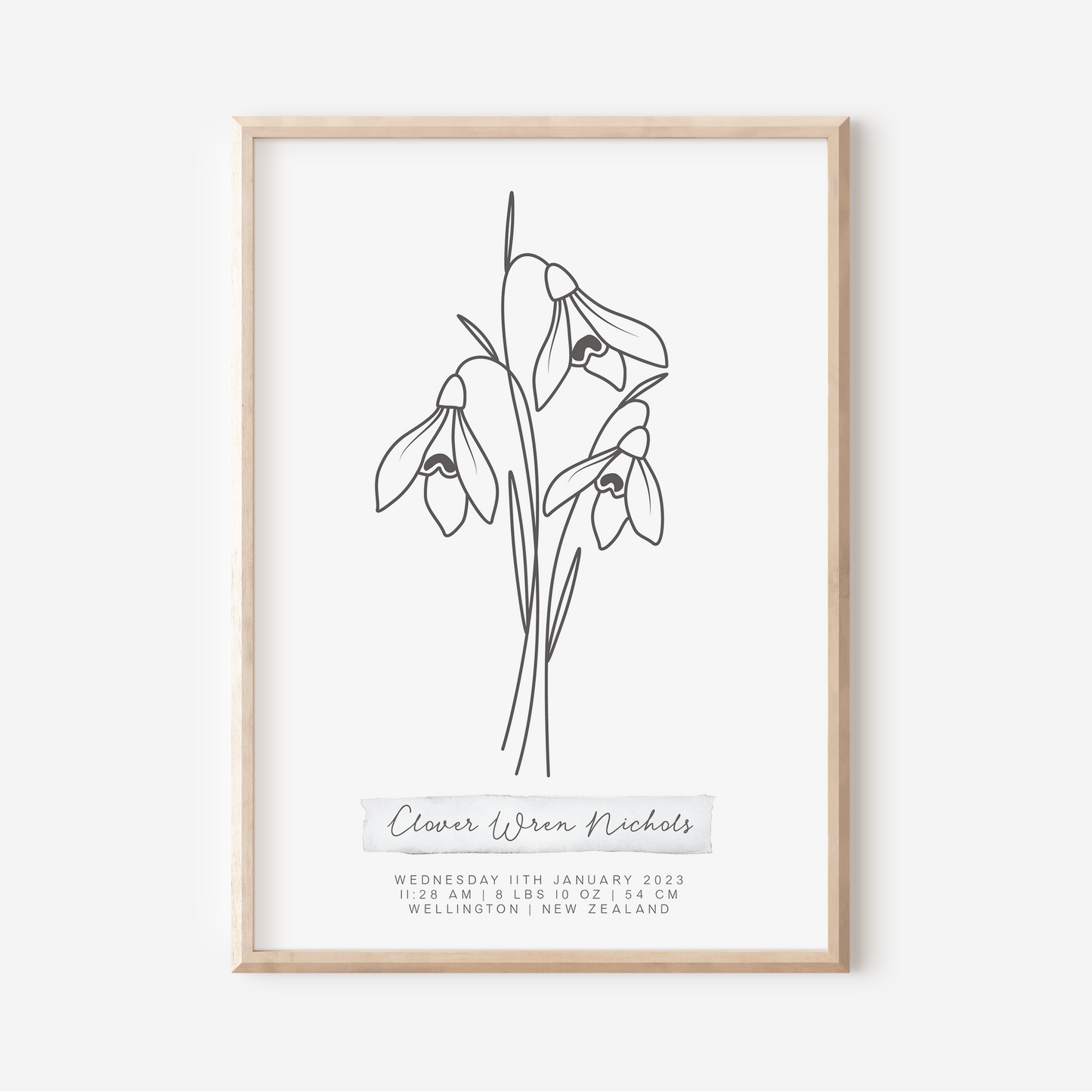 JANUARY Snowdrop - Botanical Birth Month Keepsake Print