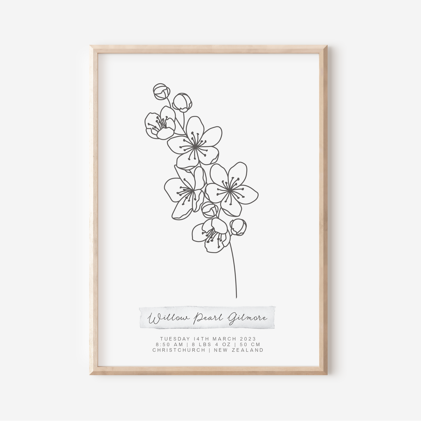 MARCH Cherry Blossom - Botanical Birth Month Keepsake Print