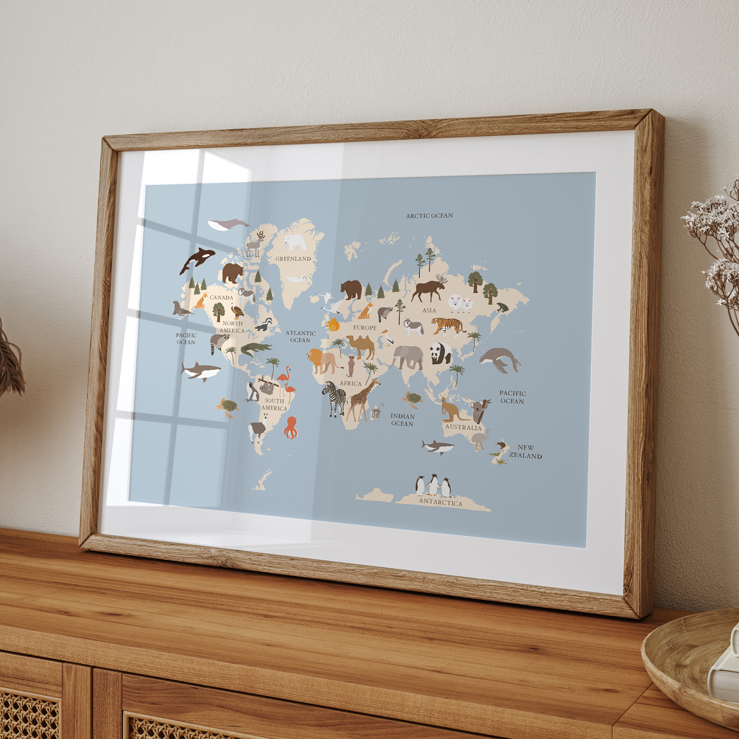 Animals of the World Map | Art Print