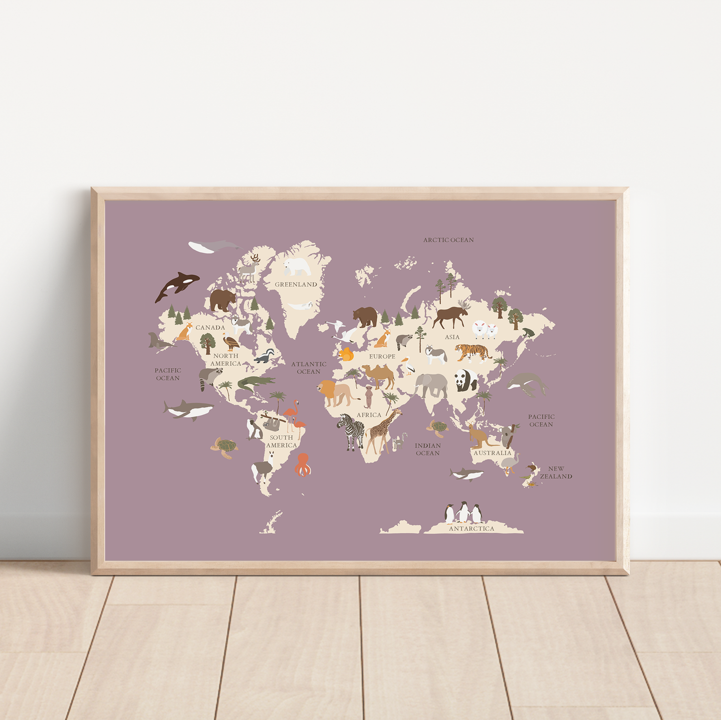 Animals of the World Map | Art Print