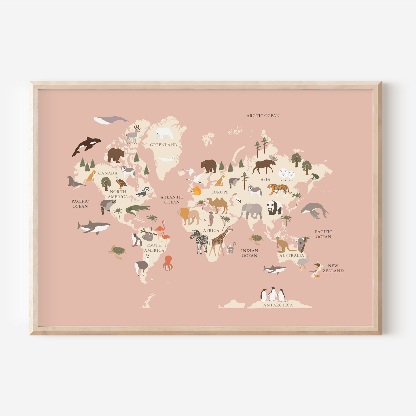 Animals of the World Map | Art Print