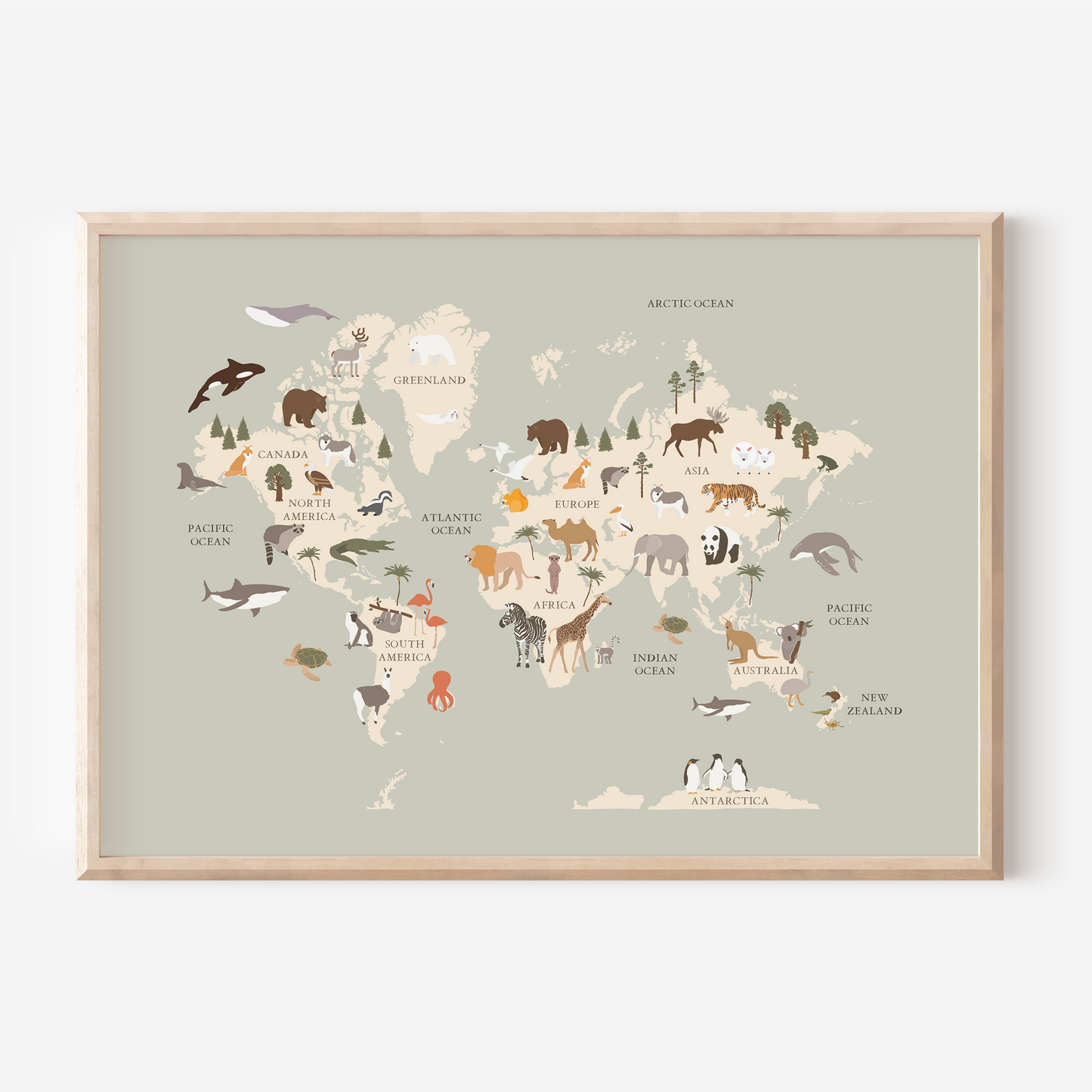 Animals of the World Map | Art Print