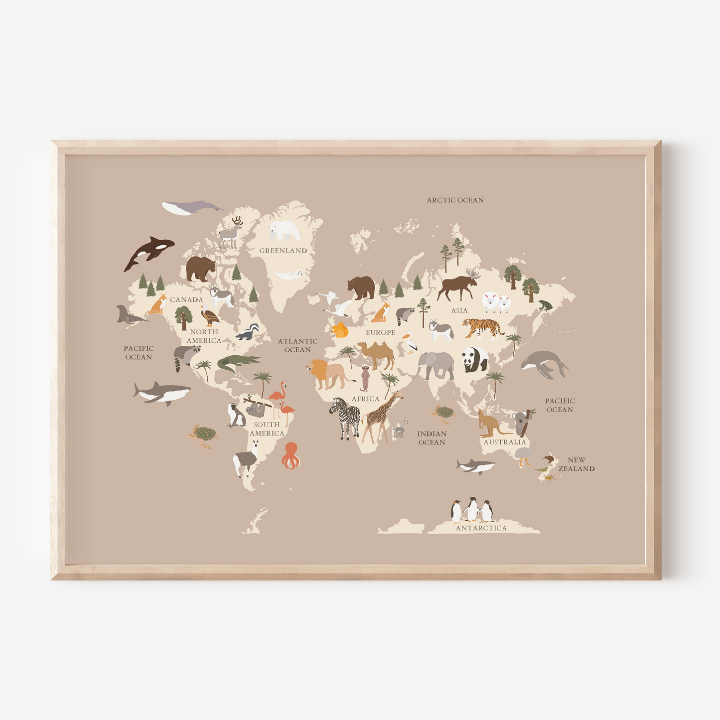 Animals of the World Map | Art Print