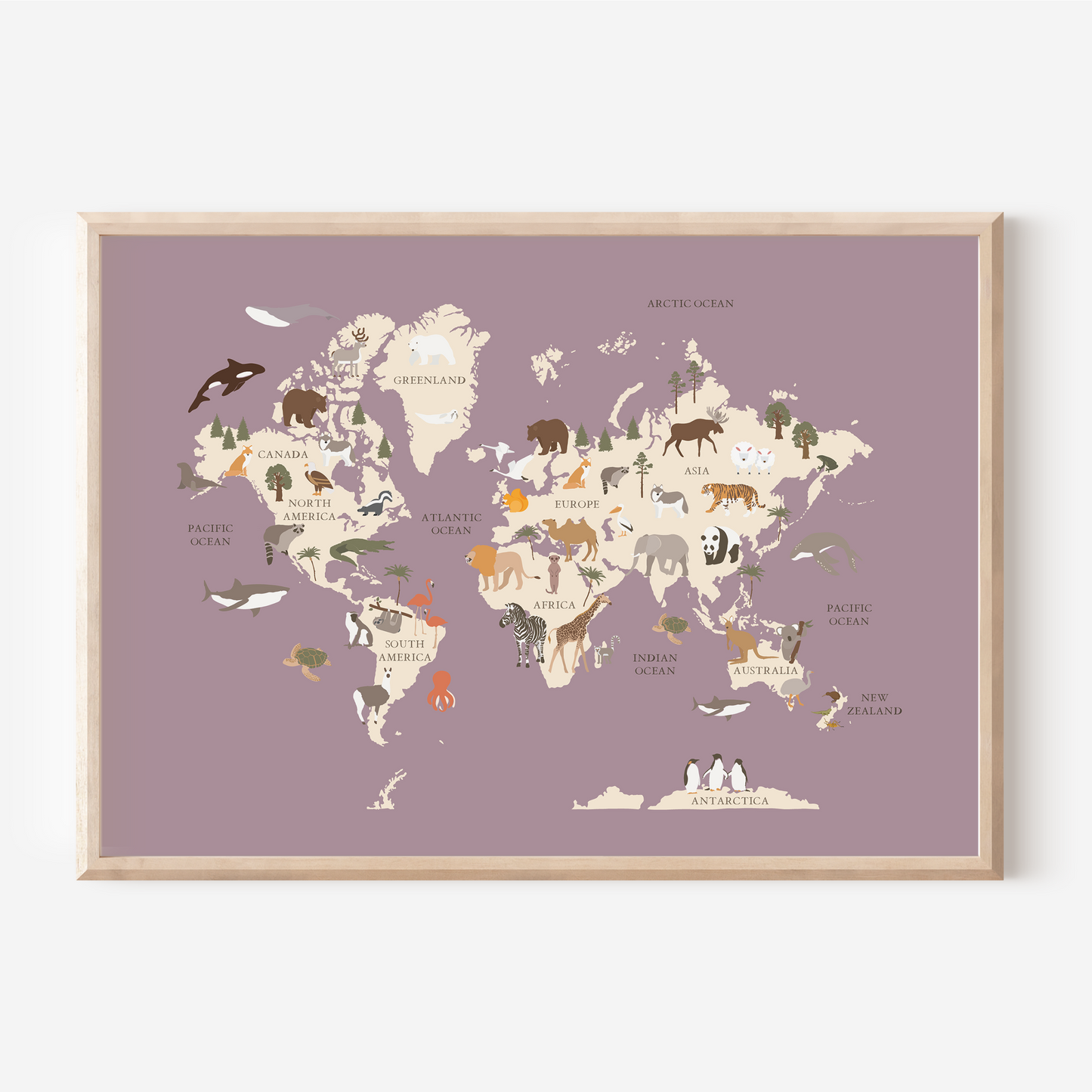 Animals of the World Map | Art Print