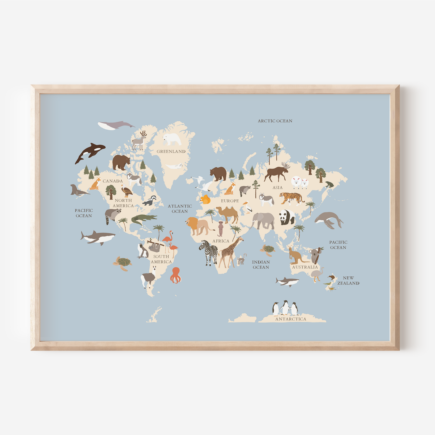 Animals of the World Map | Art Print