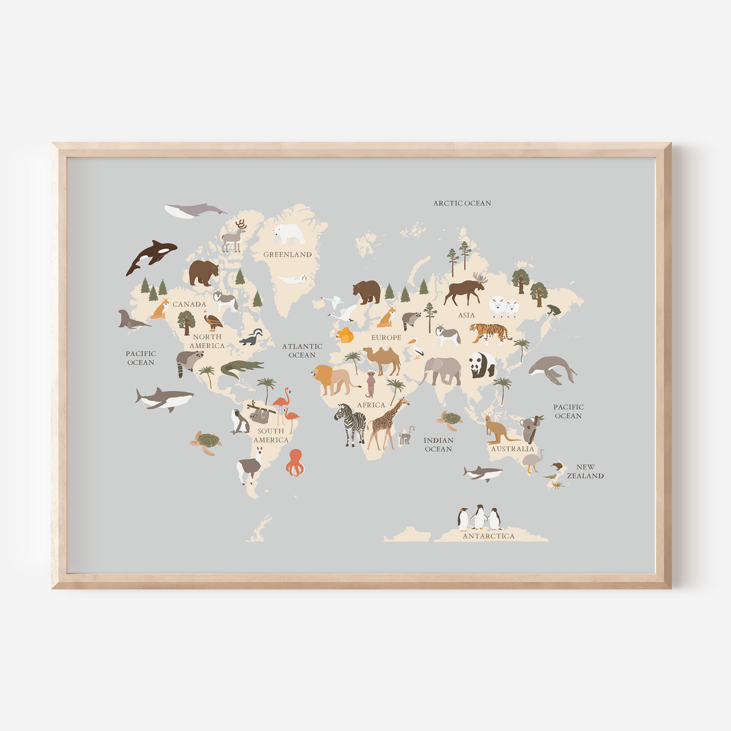 Animals of the World Map | Art Print