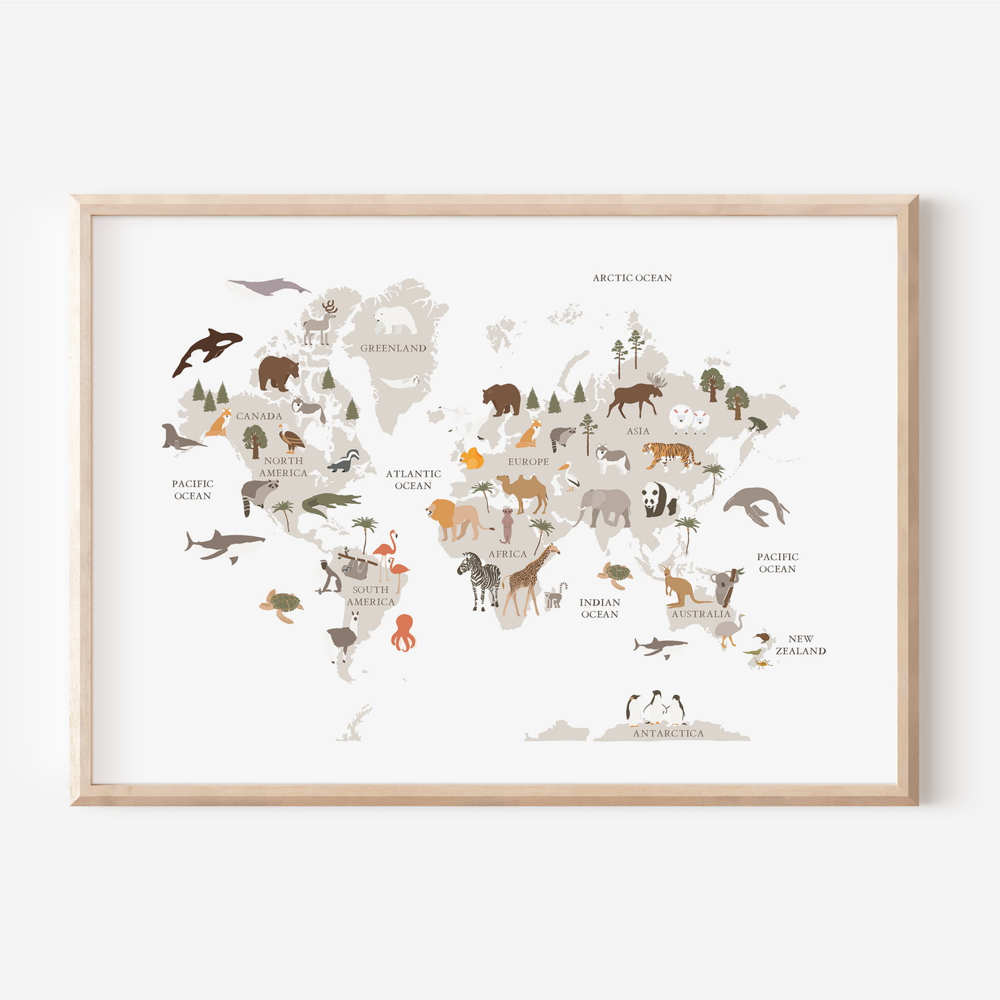 Animals of the World Map | Art Print