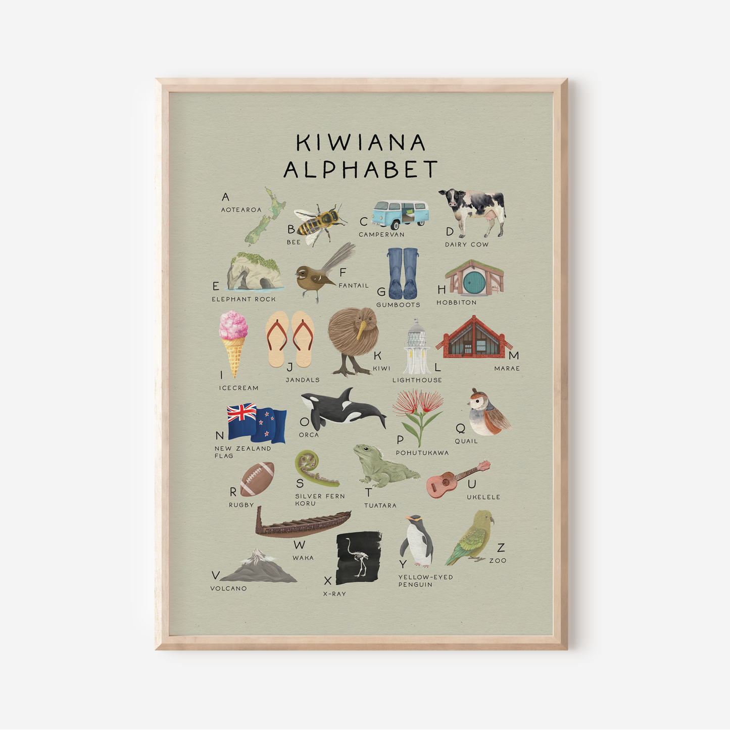 Kiwiana Alphabet | Art Print