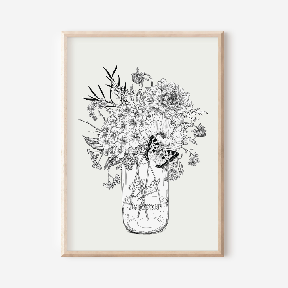 Mason Jar Bouquet | Art Print